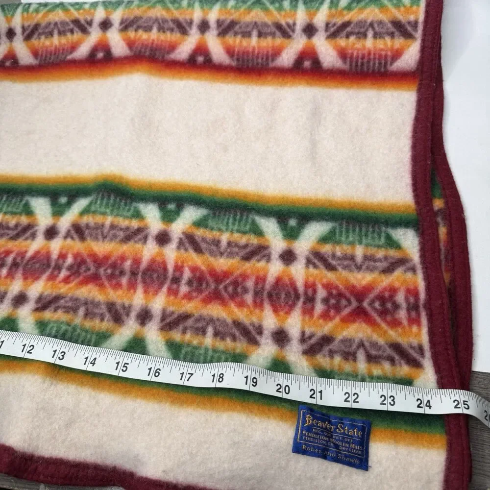 Vtg Pendleton Beaver State Throw Blanket Wool Crib Baby Southwestern Aztec 40x25